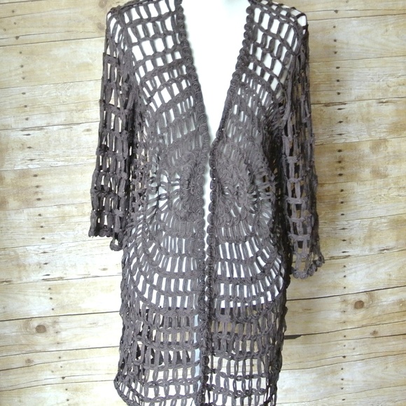 Chico's Sweaters - Chico’s Travelers Brown Mesh Long Cardigan 2 L